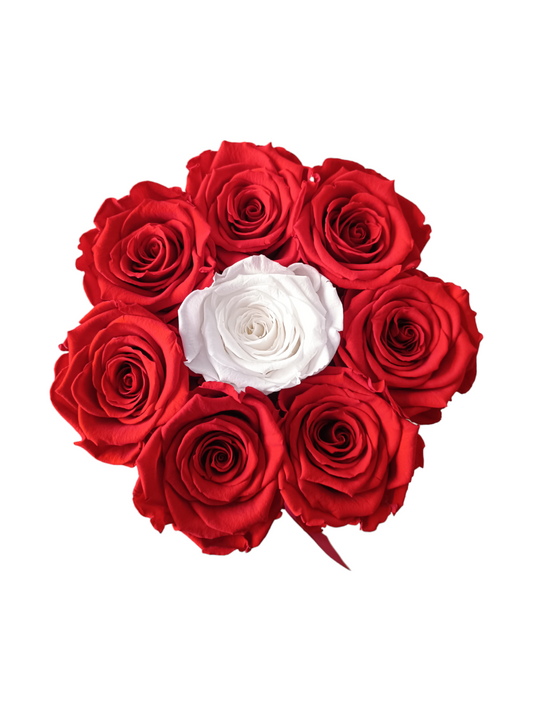 Coffret Luxe Noir M - Roses Rouges et Blanches Stabilisées