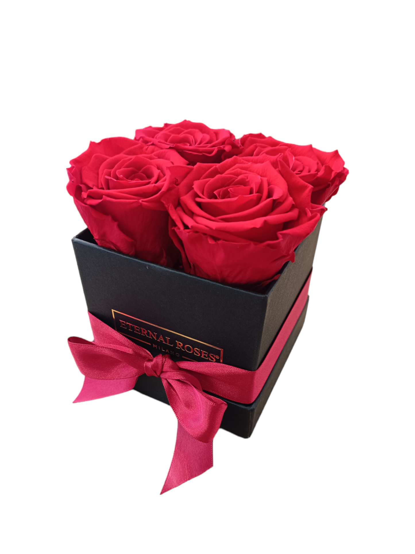 Boite Carrée Noir S - Roses Rouges Stabilisées