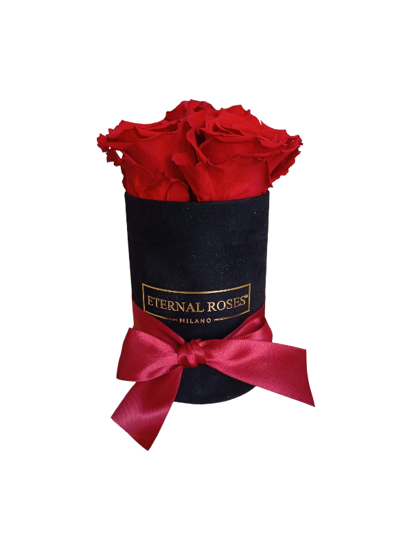 Box Luxury Nero S - Rose Stabilizzate Rosse